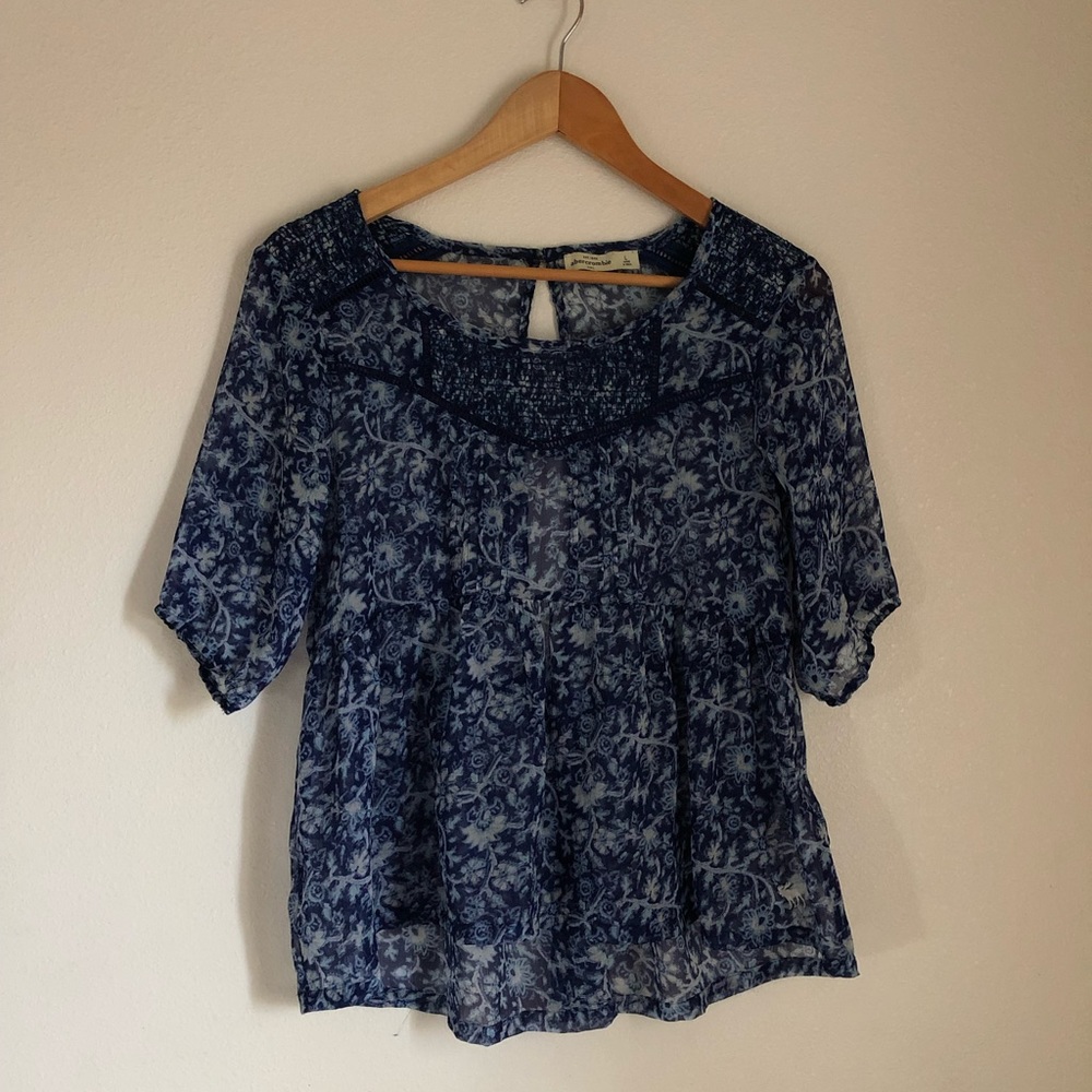 Abercrombie Kids Sheer Blue Floral Blouse